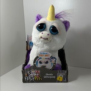 Feisty Pets Unicorn Glenda Glitterpoop 9” Plush – New in Package (Stain on Horn)